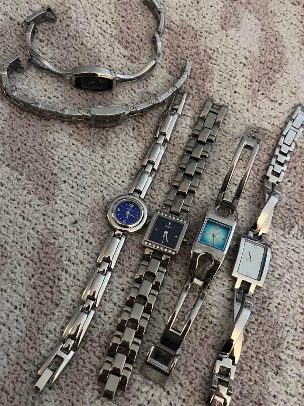silver blue grey link watch bundle of 6